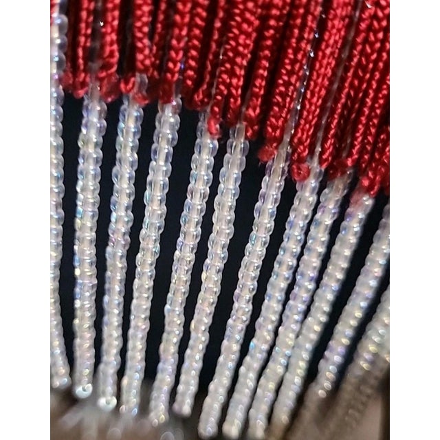 Textile Late 20th Century Traditional Oval Coctail Ottoman Fringe Trim For Sale - Image 7 of 9