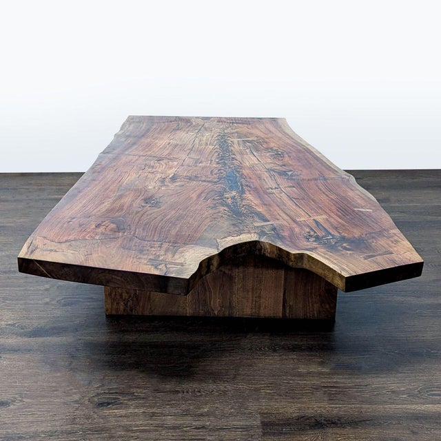 Attributed Hudson Furniture Single Walnut Slab Coffee Table For Sale - Image 4 of 8