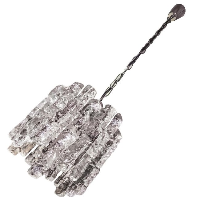 Mid-Century Modern Vintage Ice Glass Pendant Lamp by Kalmar for J.T. Kalmar, Austria, 1960s For Sale - Image 3 of 9