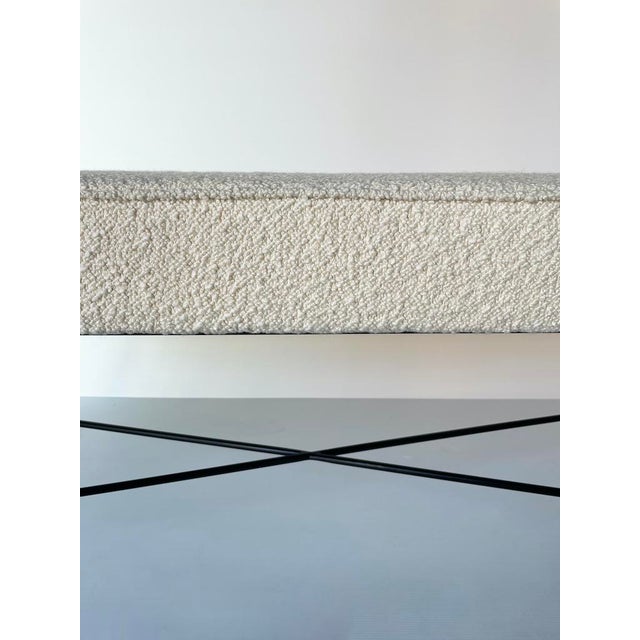 White Bouclé Bench, 1990s For Sale - Image 6 of 12