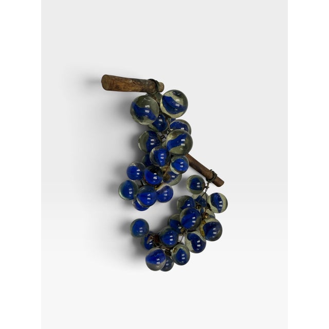 Mid 20th Century Vintage 1960s Mid-Century Blue Swirl Glass Marble Grape Clusters - A Pair For Sale - Image 5 of 6