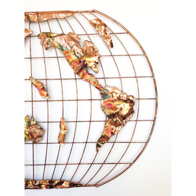 Vintage Brass World Map Wall Hanging Chairish