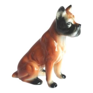 Vintage Ceramic Boxer Dog Figurine, Porcelain Canine