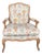 Louis XV-Style French Provincial Fauteuil in Custom Ikat Upholstery For Sale