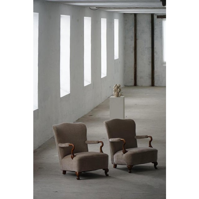 Antique Danish Armchairs in Velvet, 1920s, Set of 2 For Sale - Image 4 of 18