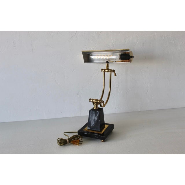 Vintage Brass Office Table Lamp Marble Base For Sale - Image 13 of 17