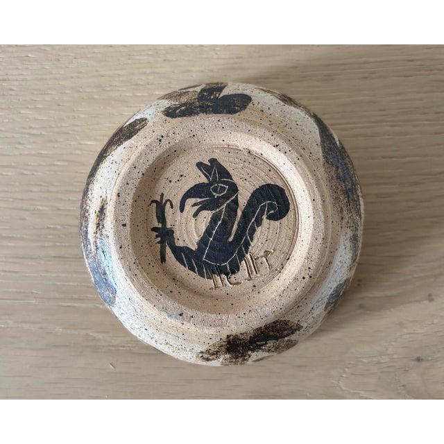 Abstract American Studio Pottery Bowl With Abstract Brown Brushwork, New York For Sale - Image 3 of 5