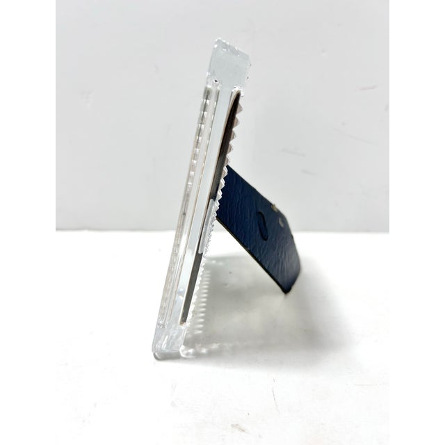 Glass Heavy Cut Crystal Picture Frame – Diamond Point Crystal Frame, Art Deco Revival Tabletop Decor For Sale - Image 7 of 8