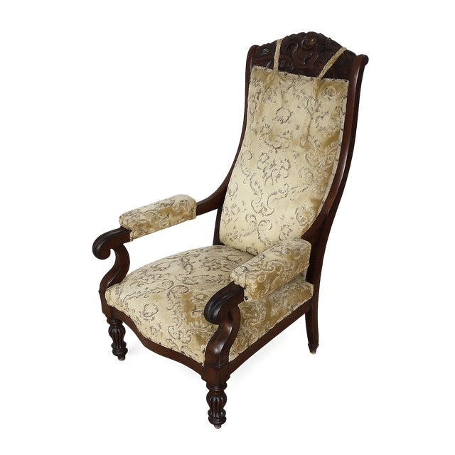 Antique Carved Walnut Armchair, Turn of the 19th and 20th Centuries For Sale - Image 16 of 16