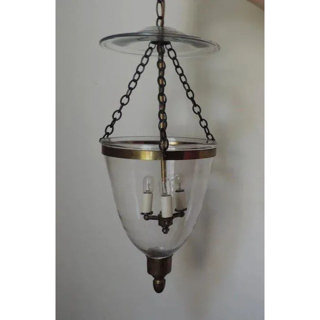 Transparent 19th Century English Bell Jar Glass Hall Smoke Shade Electrified Lantern For Sale - Image 8 of 11