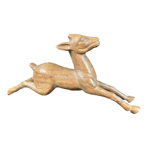 Late 20th Century Carved Wood Deer Sculpture