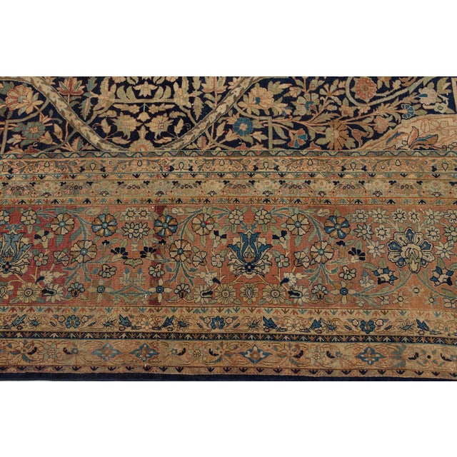 Textile Antique Persian Kirman Handmade Wool Carpet For Sale - Image 7 of 9
