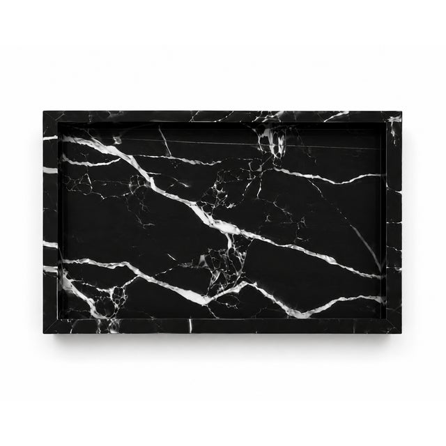 Contemporary Handcrafted Nero Marquina Marble Tray For Sale - Image 3 of 3