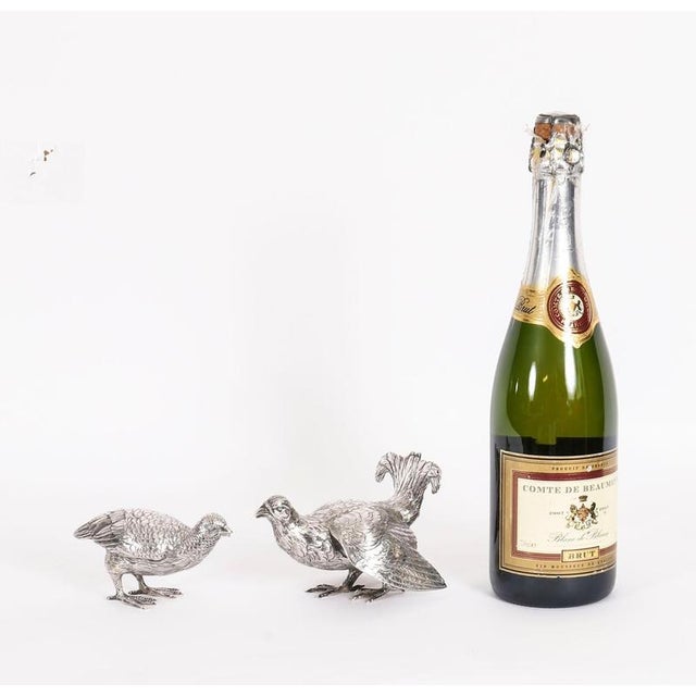 Antique Belgian Silver Grouse Game Birds, 19th Century, Set of 2 For Sale - Image 17 of 18
