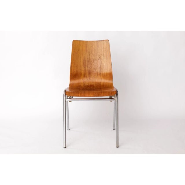 Vintage German Teak and Metal Stacking Chair, 1970s For Sale - Image 9 of 9