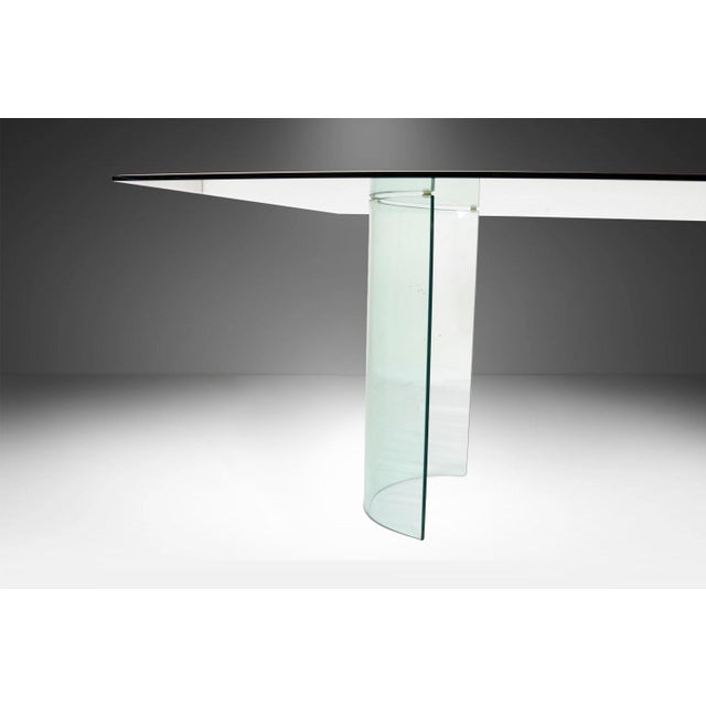 Postmodern 1980s Postmodern Beveled Glass Double Pedestal Dining Table For Sale - Image 3 of 11