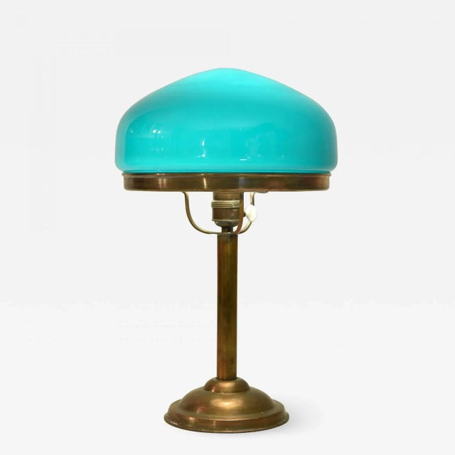 Swedish Grace Copper and Hand Blown Glass Table Lamp, 1925 For Sale - Image 12 of 12