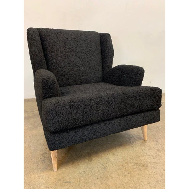 Custom Made Lounge Chair in Black Sherpa For Sale - Image 9 of 13