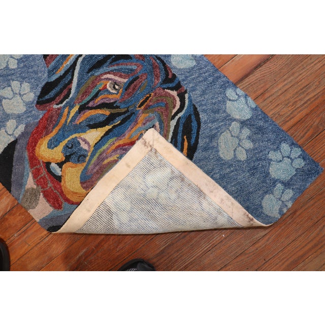 American Late 20th Century Zabihi Collection American Hook Dog Rug - 2' x 2'11" For Sale - Image 3 of 6