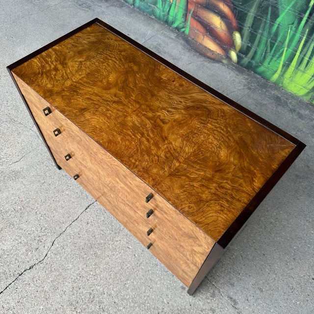 Century Furniture Century Furniture Burlwood and Brass Petit Chest of Drawers For Sale - Image 4 of 12