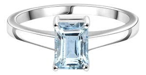 Octagon Cut Natural Aquamarine Solitaire Ring Size 7