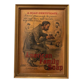 1880s–1890s James S. Kirk American Family Soap Framed Advertisement For Sale