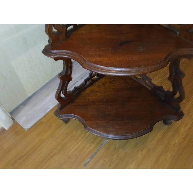 Victorian Late 19th Century Victorian Walnut Ornate Five Tier Corner Etagere For Sale - Image 3 of 10