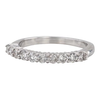 0.90ctw Diamond Wedding Band 14k White Gold Size 10 Stackable Annivesary Ring For Sale
