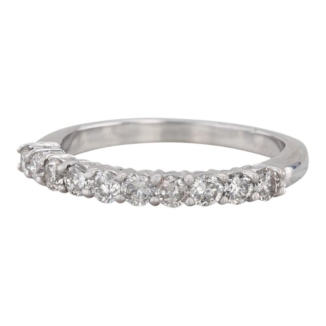 0.90ctw Diamond Wedding Band 14k White Gold Size 10 Stackable Annivesary Ring For Sale