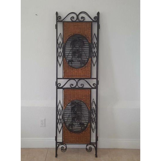 Black Vintage Oriental Style 3 Panel Room Divider Wrought Iron Frame For Sale - Image 8 of 8