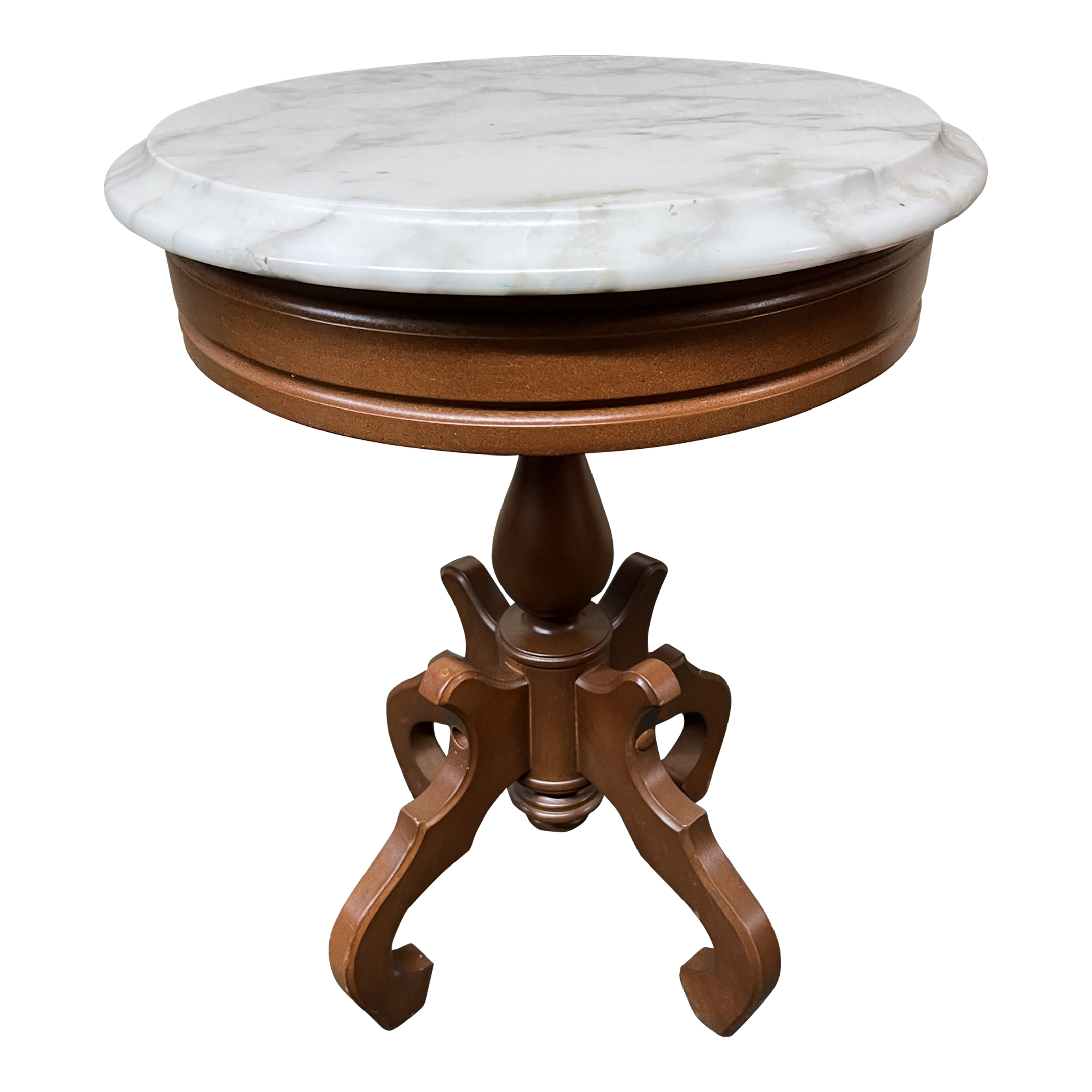 Vintage Victorian Round Marble Top Side Table Kashew