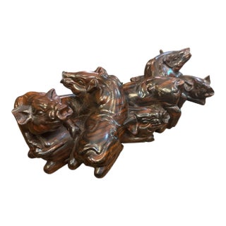Mid Century Chinese Ironwood Hand Carved Pig Indoor Statue For Sale