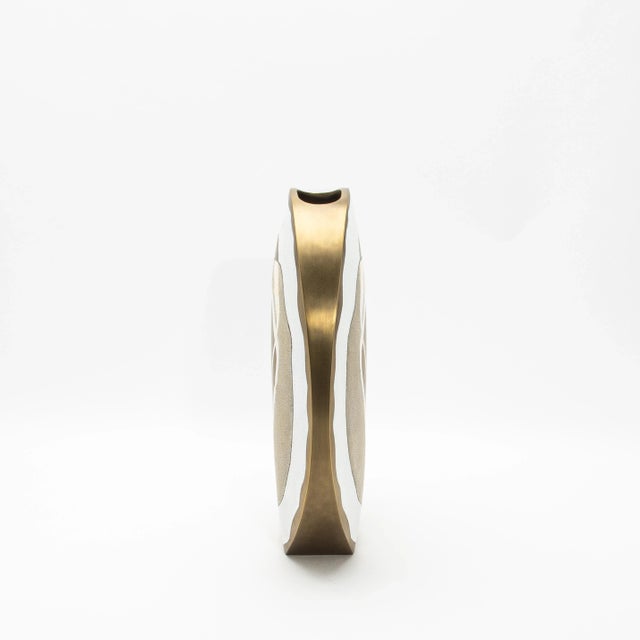 Modern Modern Vase in Shagreen With Shell and Brass Details by R&y Augousti For Sale - Image 3 of 9