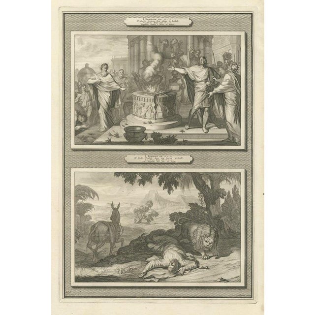 Pieter Mortier, Prophecy at Bethel and the Prophet Slain by a Lion, Pieter 1700, Engraving For Sale - Image 12 of 12