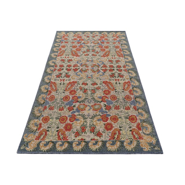 Rug & Kilim Rug & Kilim’s Classic Style Rug in White With Floral Patterns For Sale - Image 4 of 7