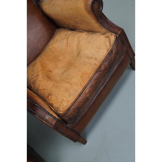 Vintage Dutch Cognac Leather Club Chairs, Set of 2 For Sale - Image 9 of 18