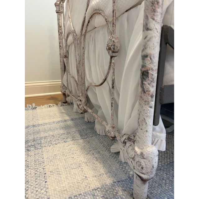 Pair of 1990s Custom Distressed White Iron Twin Beds by Corsican Furniture With Bird Finials For Sale - Image 9 of 15