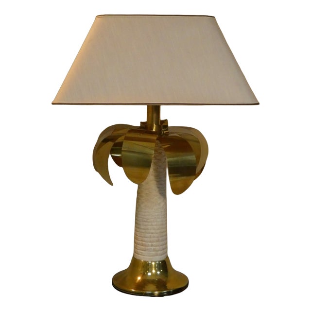 Palma Table Lamp in Brass and Resin, Italy, 1970s For Sale