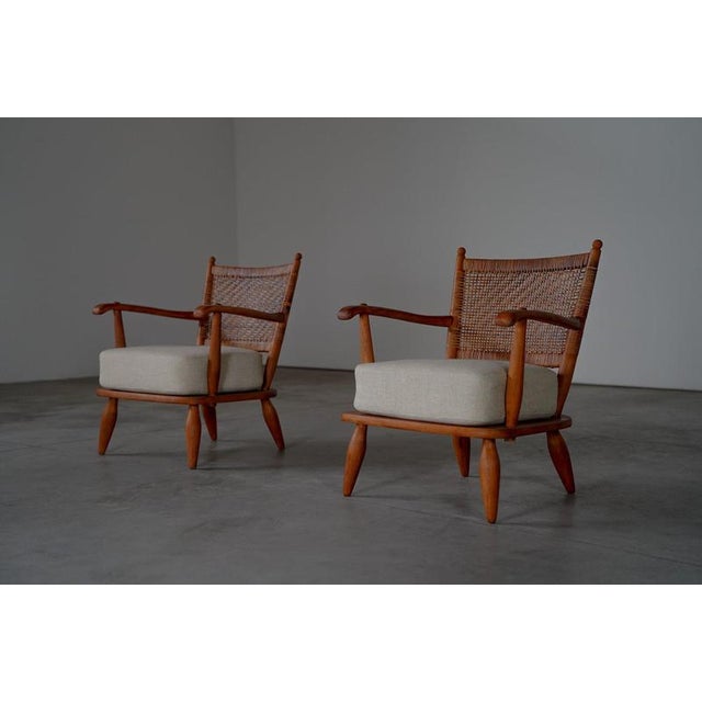 Textile Lounge Chairs with Rattan Backrest, France, 1950s, Set of 2 For Sale - Image 7 of 18