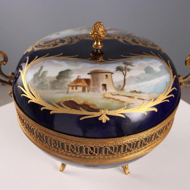 Cobalt Blue Porcelain and Bronze Box For Sale - Image 9 of 13