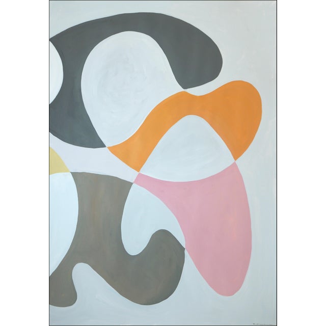 2020s 2026, Organic Modern, Mid Century Shapes Diptych, Pastel Dance, Acrylic Painting on Paper in Soft Palette by Ryan Rivadeneyra For Sale - Image 5 of 10