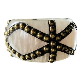 Vintage 1980s Brass Studded Bangle Bracelet For Sale