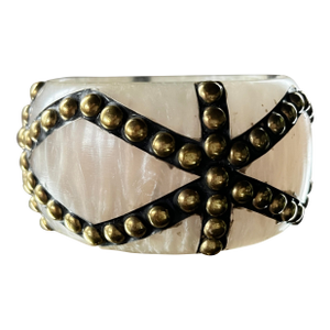 Vintage 1980s Brass Studsws Bangle Bracelet