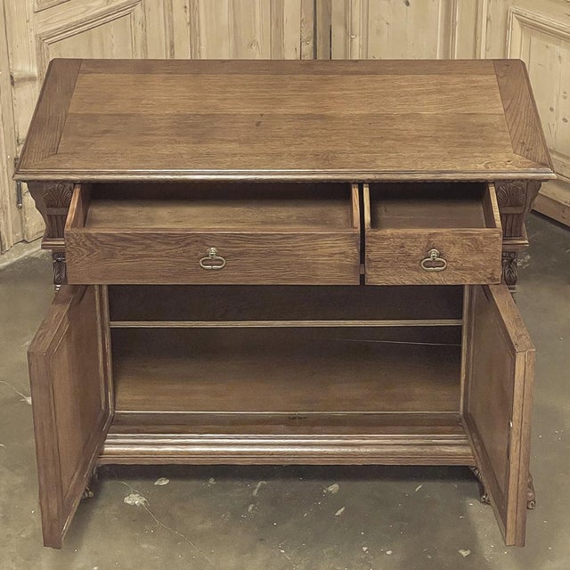 Antique French Louis XIV Renaissance Revival White Oak Buffet For Sale - Image 10 of 18