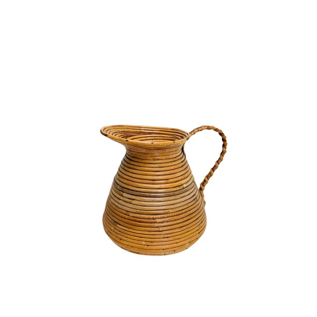 French Pencil Reed Rattan Vase, 1950s For Sale - Image 14 of 18