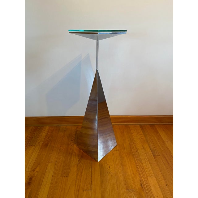 Norton Stainless Steel Pedestal Table For Sale - Image 4 of 7