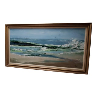 Vintage Ocean Seascape Signed Painting For Sale