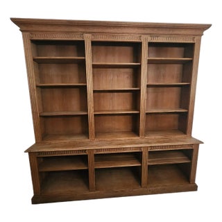 Italian Bookcase in Solid Oak For Sale