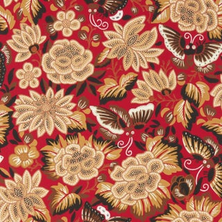 Sanderson Amara Butterfly Wallpaper in Cinnabar/Ink Black For Sale