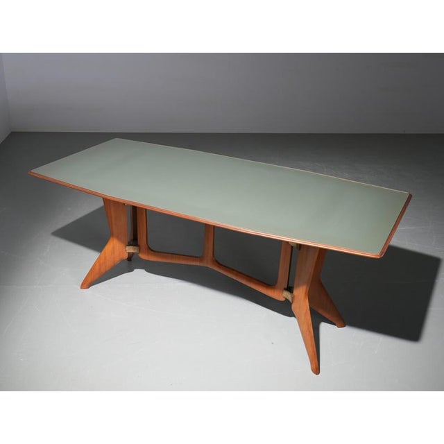 Dining Table in Walnut with Glass and Brass from Ariberto Colombo, 1950s For Sale - Image 12 of 15